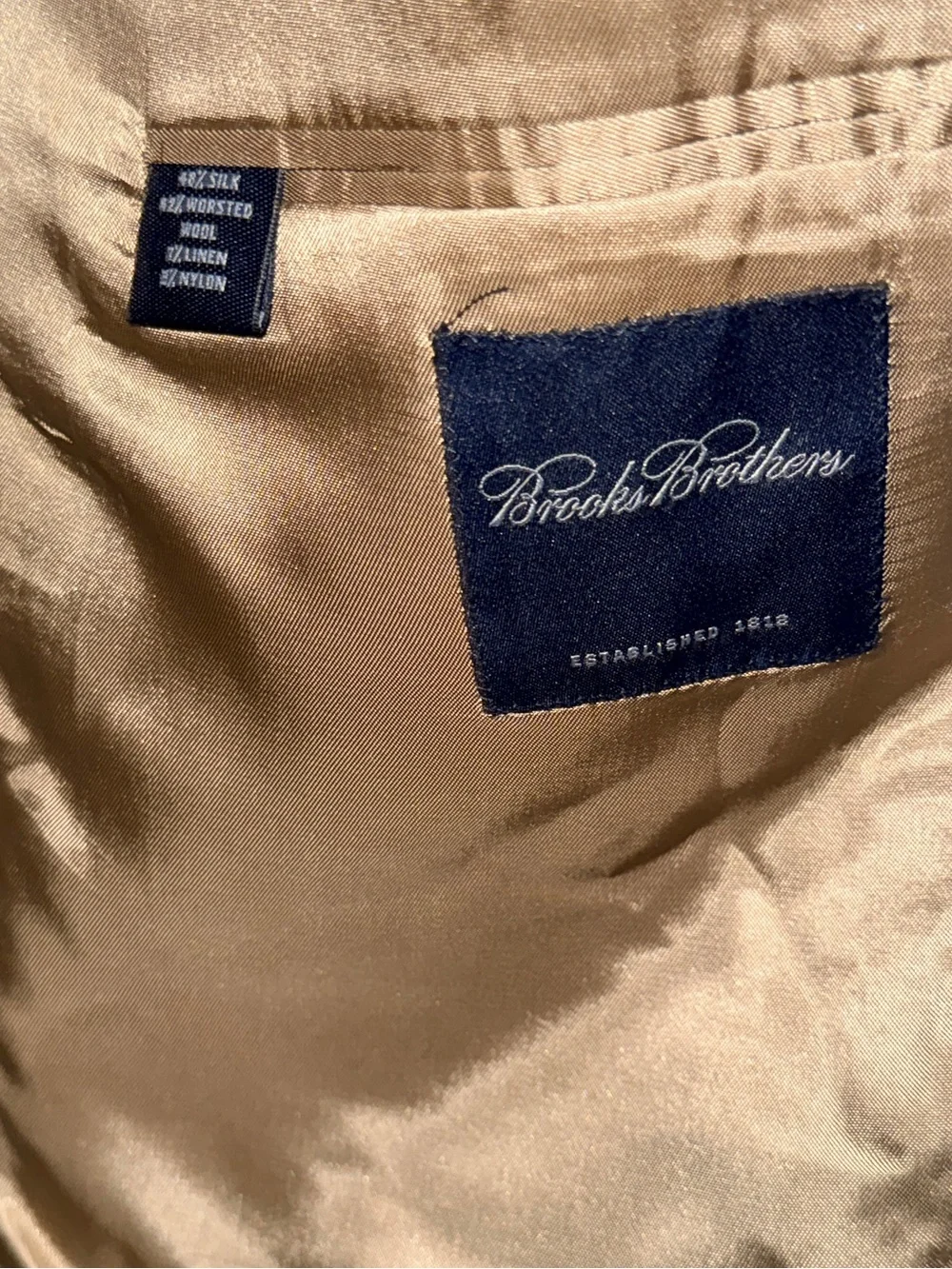 Vtg Brooks Brothers Men's Blue 3 Button Sport Coat-Gold Lining-Silk/Wool-44R-EC
